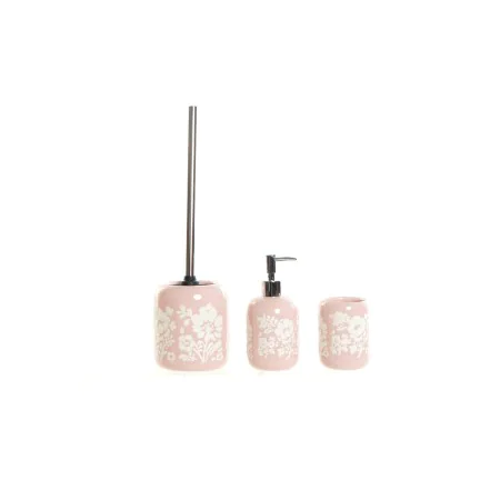 Set da Bagno DKD Home Decor 8 x 8 x 17,5 cm Ceramica Rosa Bianco di DKD Home Decor, Set di accessori per il bagno - Rif: S302...