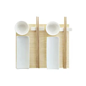 Set per Sushi DKD Home Decor Bambù Gres Bianco Naturale Orientale 28,5 x 19,5 x 3,3 cm (9 Pezzi) (28,5 x 19,5 x 3,3 cm) di DK...