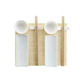 Set de Sushi DKD Home Decor Bambú Gres Blanco Natural Oriental 28,5 x 19,5 x 3,3 cm (9 Piezas) (28,5 x 19,5 x 3,3 cm) de DKD ...