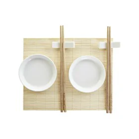 Set de sushi DKD Home Decor Bambou Plastique Grès Blanc Naturel Oriental 28,8 x 19,8 x 3 cm (7 Pièces) (28,8 x 19,8 x 3 cm) d...