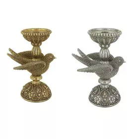 Candle Holder DKD Home Decor Golden Silver Resin Bird 17 x 11 x 25 cm (2 Units) by DKD Home Decor, Candelabras and candle hol...