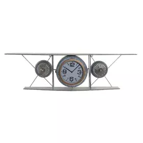 Wall Clock DKD Home Decor Crystal Iron Aeroplane MDF Wood Dark grey (120 x 21 x 33.5 cm) by DKD Home Decor, Wall Clocks - Ref...