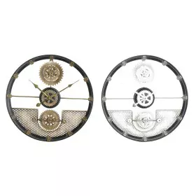 Wall Clock DKD Home Decor 40 x 5,5 x 40 cm Silver Black Golden Iron Gears (2 Units) by DKD Home Decor, Wall Clocks - Ref: S30...