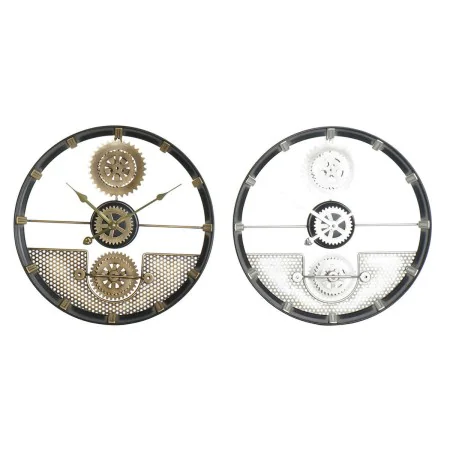 Wall Clock DKD Home Decor 40 x 5,5 x 40 cm Silver Black Golden Iron Gears (2 Units) by DKD Home Decor, Wall Clocks - Ref: S30...