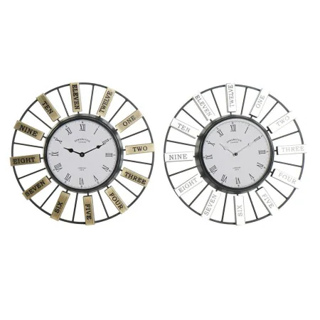 Horloge Murale DKD Home Decor 40 x 6,4 x 40 cm Verre Argenté Doré Fer (2 Unités) de DKD Home Decor, Pendules murales - Réf : ...