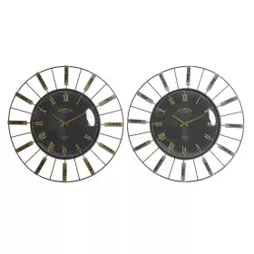 Orologio da Parete DKD Home Decor Cristallo Argentato Nero Dorato Ferro 70 x 7 x 70 cm (2 Unità) di DKD Home Decor, Orologi d...