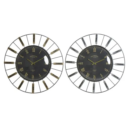 Orologio da Parete DKD Home Decor Cristallo Argentato Nero Dorato Ferro 70 x 7 x 70 cm (2 Unità) di DKD Home Decor, Orologi d...