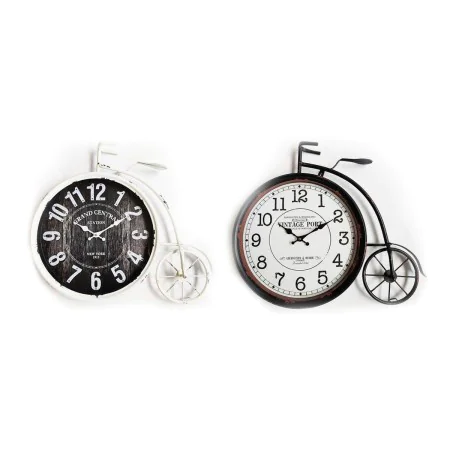 Reloj de Pared DKD Home Decor 60 x 6 x 50 cm Cristal Negro Bicicleta Blanco Hierro Vintage (2 Unidades) de DKD Home Decor, Re...