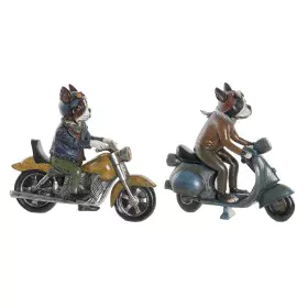 Decorative Figure DKD Home Decor 27 x 10 x 24 cm Red Blue Motorbike Yellow Vintage Dog (2 Units) by DKD Home Decor, Ornaments...