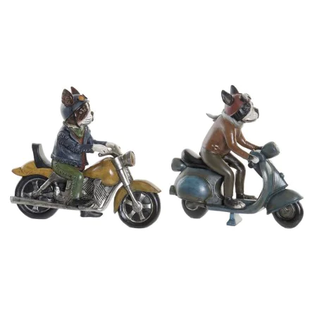 Deko-Figur DKD Home Decor 27 x 10 x 24 cm Rot Blau Motorrad Gelb Vintage Hund (2 Stück) von DKD Home Decor, Ornamente - Ref: ...