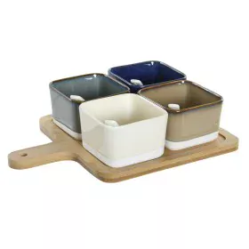 Set de Aperitivo DKD Home Decor 27 x 20 x 1,3 cm Porcelana Beige Azul Marrón Verde Moderno de DKD Home Decor, Cuencos y tazon...