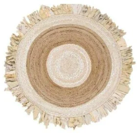 Tapete DKD Home Decor 140 x 140 x 1 cm Natural Bege Castanho Poliéster Algodão Tropical Jute Franjas de DKD Home Decor, Tapet...