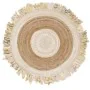 Alfombra DKD Home Decor 140 x 140 x 1 cm Natural Beige Marrón Poliéster Algodón Tropical Jute Flecos de DKD Home Decor, Alfom...