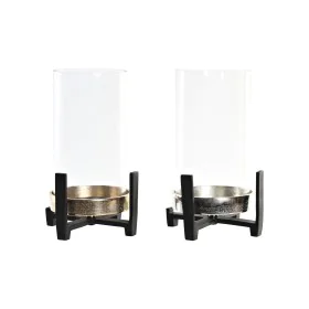 Candleholder DKD Home Decor 15 x 15 x 28 cm Champagne Crystal Silver Black Aluminium (2 Units) (2 unidades) by DKD Home Decor...