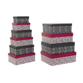 Set de Cajas Organizadoras Apilables DKD Home Decor Cuadrado Flores Cartón de DKD Home Decor, Cajas y arcones de almacenaje -...