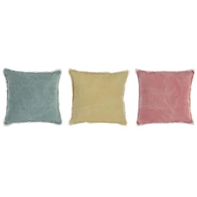 Almofada DKD Home Decor Amarelo Verde Cor de Rosa Franjas 45 x 10 x 45 cm (3 Peças) de DKD Home Decor, Almofadas - Ref: S3028...