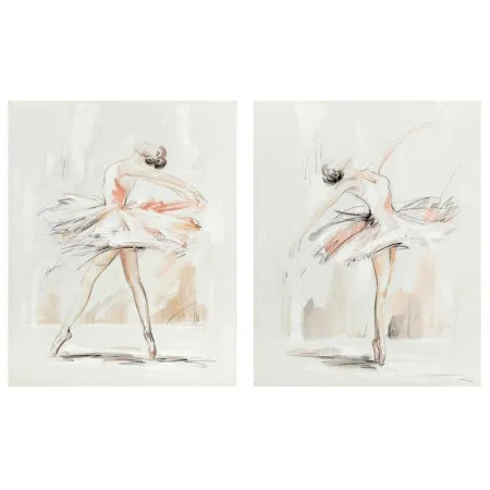 Pintura DKD Home Decor 80 x 3,7 x 100 cm Bailarina Ballet Romântico (2 Unidades) de DKD Home Decor, Impressões sobre tela - R...