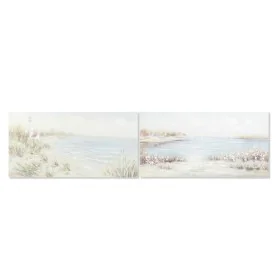 Pintura DKD Home Decor 140 x 3,7 x 70 cm Praia Mediterrâneo (2 Unidades) de DKD Home Decor, Impressões sobre tela - Ref: S302...