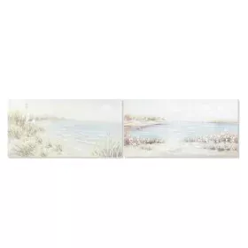 Pintura DKD Home Decor 140 x 3,7 x 70 cm Praia Mediterrâneo (2 Unidades) de DKD Home Decor, Impressões sobre tela - Ref: S302...