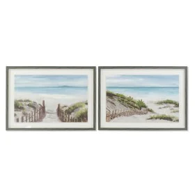 Cadre DKD Home Decor Plage méditerranéen 70 x 3,3 x 50 cm (2 Unités) de DKD Home Decor, Impressions sur toile - Réf : S302824...