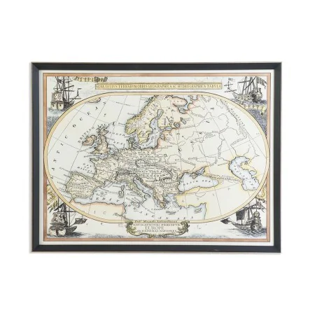 Quadro DKD Home Decor Nero Beige Cristallo polistirene Mappamondo Neoclassico 83,5 x 3 x 63,5 cm di DKD Home Decor, Stampe e ...