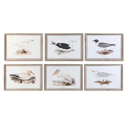 Cadre DKD Home Decor 70 x 2,5 x 50 cm Traditionnel Oiseaux (6 Pièces) de DKD Home Decor, Impressions sur toile - Réf : S30286...