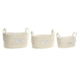 Set de basket DKD Home Decor Coton Fibre (34 x 23 x 20 cm) de DKD Home Decor, Boîtes - Réf : S3028741, Prix : 63,51 €, Remise...