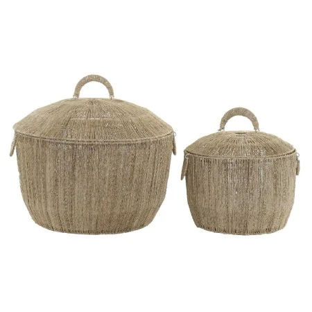 Basket set DKD Home Decor Brown Multicolour Natural Jute Metal Boho 51 x 51 x 48 cm by DKD Home Decor, Boxes - Ref: S3028747,...