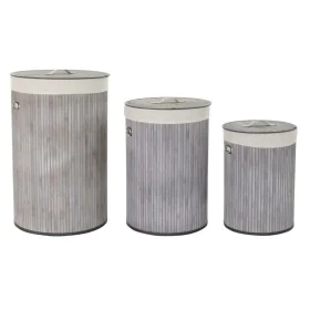 Lot de paniers DKD Home Decor Beige Gris Bambou 38 x 38 x 60 cm (3 Pièces) (2 Unités) de DKD Home Decor, Boîtes - Réf : S3028...