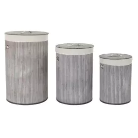 Set di Cesti DKD Home Decor Beige Grigio Bambù 38 x 38 x 60 cm (3 Pezzi) (2 Unità) di DKD Home Decor, Scatole decorative - Ri...