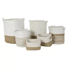 Set de basket DKD Home Decor Blanc Coton Jute (45 x 45 x 54 cm) (6 Pièces) de DKD Home Decor, Boîtes - Réf : S3028929, Prix :...