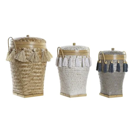 Basket set DKD Home Decor 39 x 39 x 55 cm Bamboo Fringe Boho by DKD Home Decor, Boxes - Ref: S3028934, Price: 178,66 €, Disco...