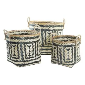 Basket set DKD Home Decor Black Natural Bamboo 40 x 38 x 38 cm by DKD Home Decor, Boxes - Ref: S3028942, Price: 43,33 €, Disc...