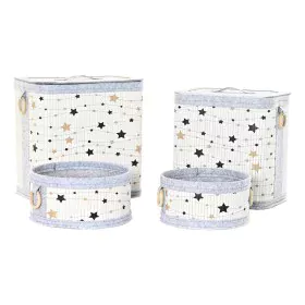 Set of Baskets DKD Home Decor White Black Grey Golden Bamboo Stars 41 x 31 x 42 cm (4 Pieces) (2 Units) by DKD Home Decor, Bo...