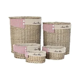 Juego de Cestos DKD Home Decor Rojo Beige Natural Mimbre Cottage 51 x 37 x 56 cm (5 Piezas) (5 Unidades) de DKD Home Decor, C...