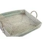 Set di Vassoi DKD Home Decor Bianco Turchese Naturale Tropicale 48 x 38 x 15 cm Metallo (2 Unità) di DKD Home Decor, Vassoi p...