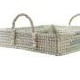 Set di Vassoi DKD Home Decor Bianco Turchese Naturale Tropicale 48 x 38 x 15 cm Metallo (2 Unità) di DKD Home Decor, Vassoi p...