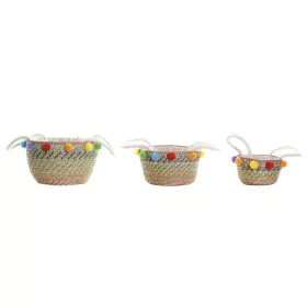 Conjunto de Cestas DKD Home Decor Poliéster Pompons (57 x 45 x 42,5 cm) de DKD Home Decor, Caixas - Ref: S3029000, Preço: 62,...