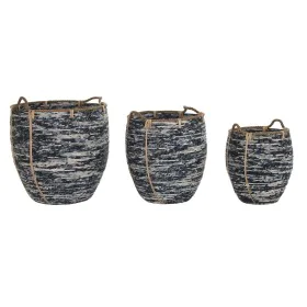 Korb-Set DKD Home Decor Weiß Schwarz Boho 56 x 56 x 60 cm 52 x 52 x 60 cm Kunststoff 3 Stücke von DKD Home Decor, Aufbewahrun...