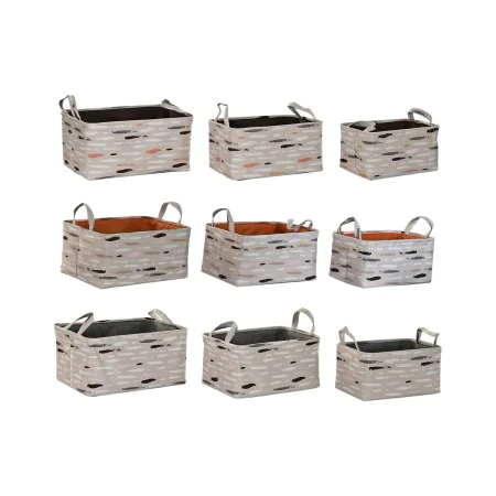 Juego de Cestas DKD Home Decor Marrón Gris Naranja 40 x 30 x 20 cm (3 Unidades) de DKD Home Decor, Cajas y arcones de almacen...