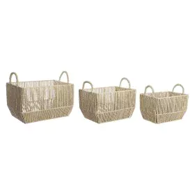 Set di Cestini DKD Home Decor Metallo Fibra naturale (40 x 30 x 25 cm) di DKD Home Decor, Scatole decorative - Rif: S3029035,...