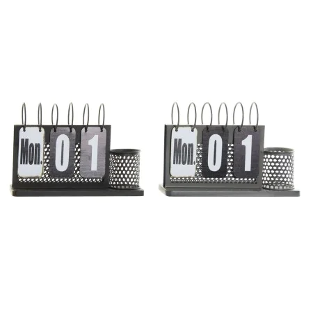 Calendário de Mesa DKD Home Decor 26 x 8 x 18 cm Preto Metal Cinzento claro de DKD Home Decor, Calendários de secretária - Re...