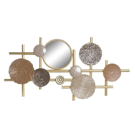 Decoração de Parede DKD Home Decor Espelho Bege Dourado Metal Círculos (124,5 x 5,7 x 63,5 cm) de DKD Home Decor, Adornos - R...