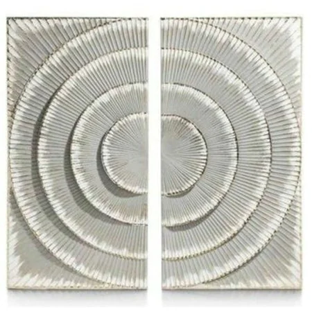 Décoration murale DKD Home Decor 2 Pièces Argenté Gris Moderne Cercles Bois MDF (90 x 2 x 90 cm) de DKD Home Decor, Objets de...