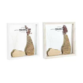 Wall mirror DKD Home Decor White Natural Wood Crystal MDF Wood Cottage 25 x 4 x 25 cm (2 Units) by DKD Home Decor, Wall-Mount...