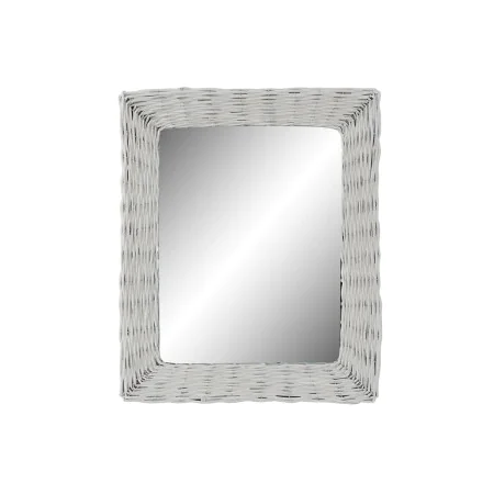 Miroir mural DKD Home Decor Verre MDF Blanc osier Cottage (53 x 63 x 4 cm) (53,5 x 4 x 62,5 cm) de DKD Home Decor, Miroirs mu...