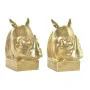 porte-livre DKD Home Decor Rhinocéros Doré Résine Colonial 15 x 7,5 x 14,5 cm de DKD Home Decor, Presse-livres - Réf : S30298...