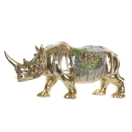 Figurine Décorative DKD Home Decor Doré Résine Multicouleur Rhinocéros (55 x 17,5 x 25 cm) de DKD Home Decor, Objets de décor...