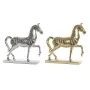 Figura Decorativa DKD Home Decor 34 x 9,5 x 33,5 cm Caballo Plateado Dorado (2 Unidades) de DKD Home Decor, Adornos - Ref: S3...