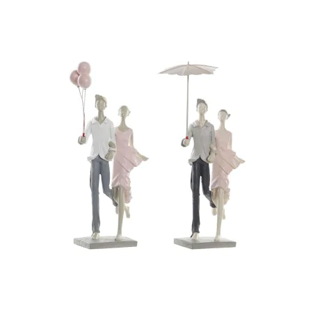 Figurine Décorative DKD Home Decor Gris Rose 18 x 10 x 37 cm Couple (2 Unités) de DKD Home Decor, Objets de décoration - Réf ...